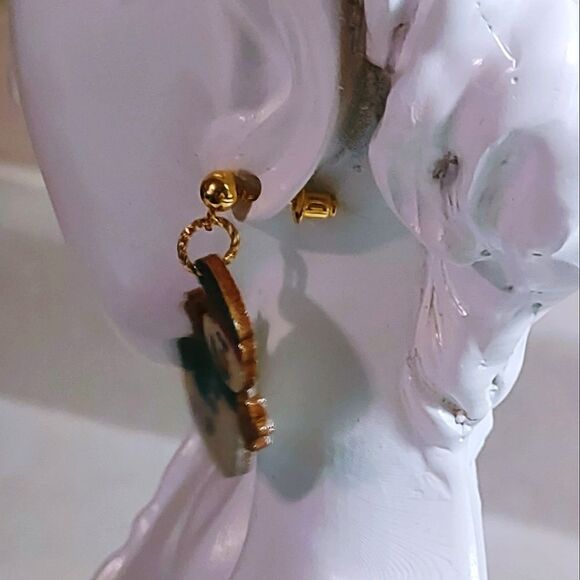 Wood holiday snowman HAND PAINTED CHRISTMAS EARRINGS - Picture 3 of 4